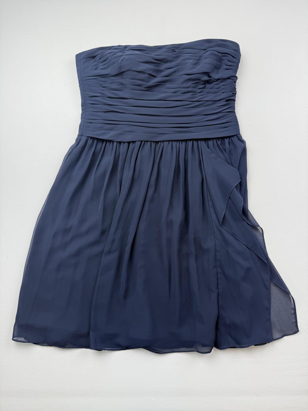 Lauren Ralph Lauren Dress Womens 14 Blue Strapless Chiffon Fit & Flare